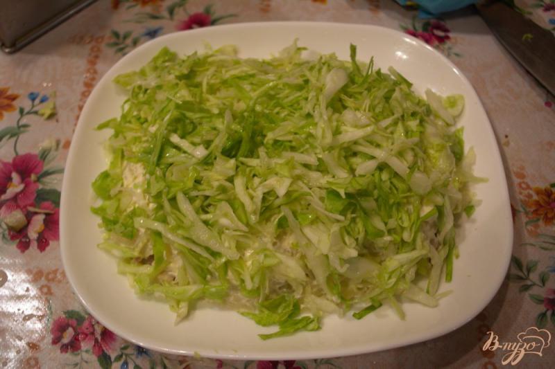 Фото приготовление рецепта: Салат с курицей и капустой слоеный шаг №3