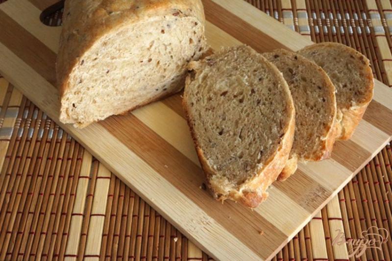 Фото приготовление рецепта: Хлеб «Цельнозерновой» с горчицей и семенами льна шаг №9