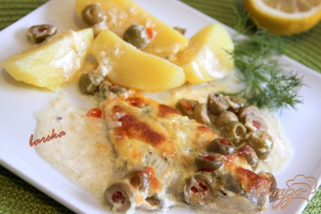 Рецепт Рыба, запечённая с оливками