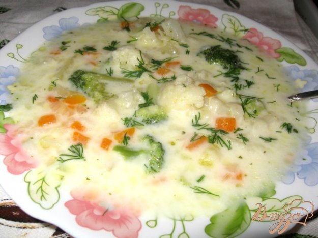Рецепт Сырный суп с цветной капустой и брокколи
