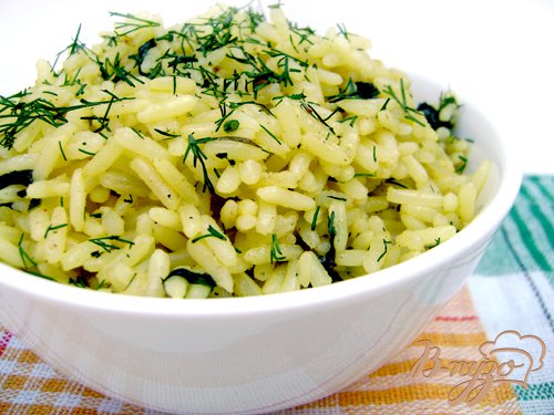 Рецепт Золотистый рис со шпинатом и куркумой