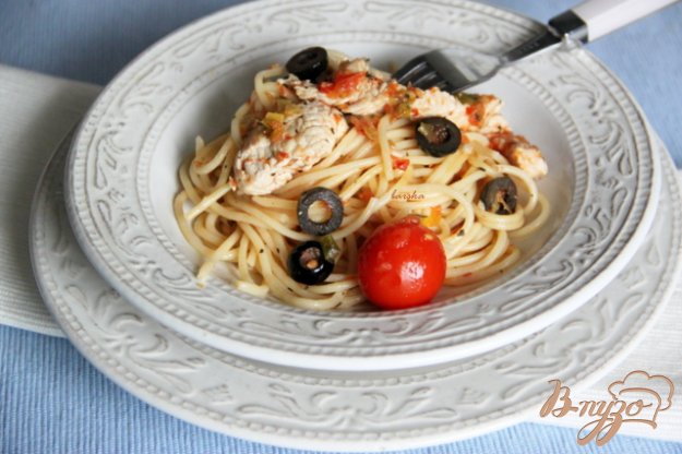 Рецепт Спагетти с индейкой и маслинами