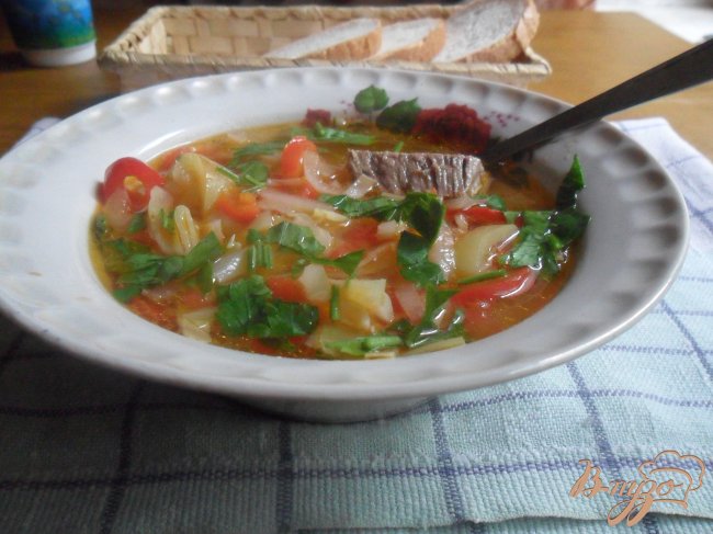 Фото приготовление рецепта: Суп мясной с болгарским перцем