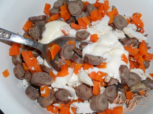 Салат с куриными сердечками Салат с куриными сердечками