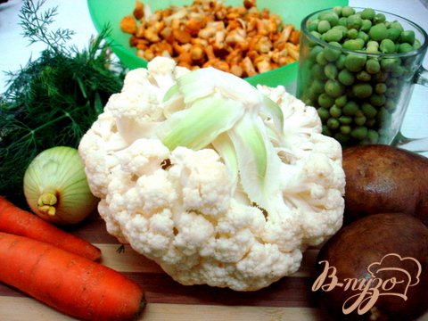 Суп с лисичками и горошком Суп с лисичками и горошком