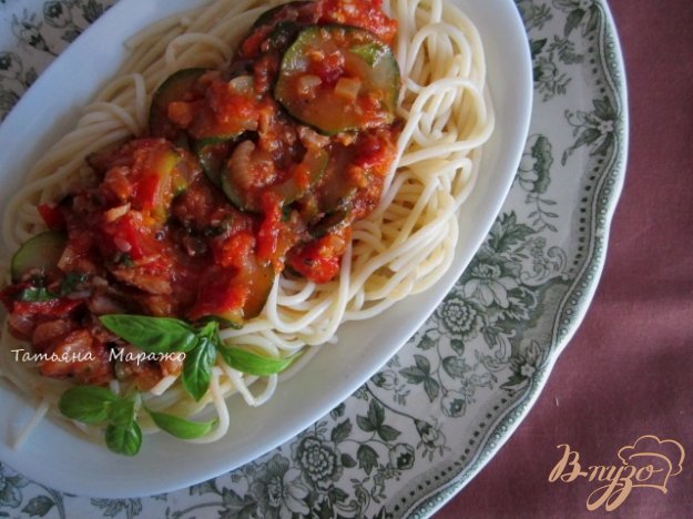 Рецепт Спагетти с соусом из цукини и сардин