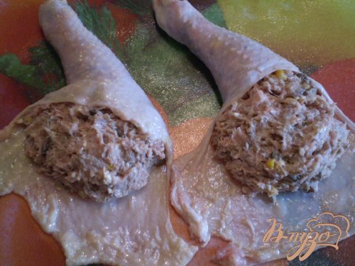 Окорочка фаршированные гречкой, грибами и запеченый картофель Окорочка фаршированные гречкой, грибами и запеченый картофель