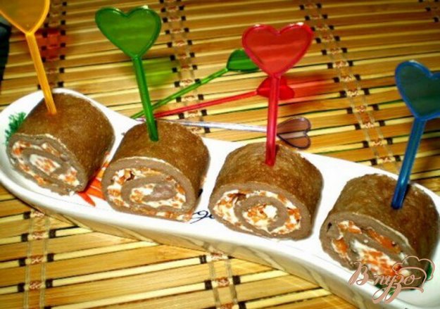 Рецепт Печеночные рулетики с морковью по-корейски