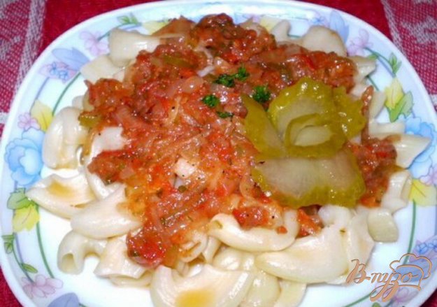 Рецепт Макароны с кисло-сладким соусом из кислых огурцов и томатов