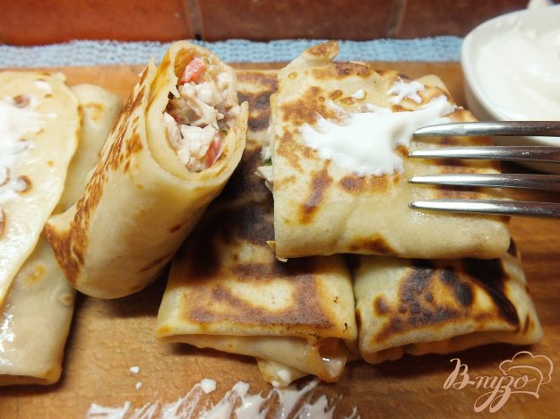 Рецепт Мясные блины с помидором