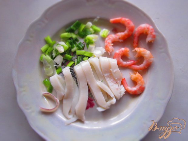 Рецепт Порционная запеканка с кальмарами и креветками