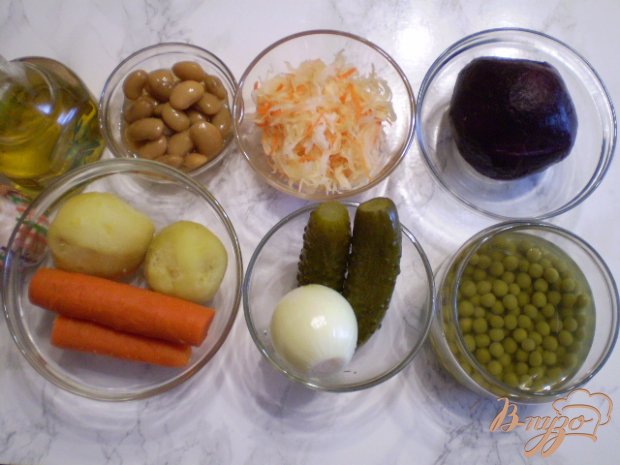 Рецепт Винегрет с фасолью и горошком