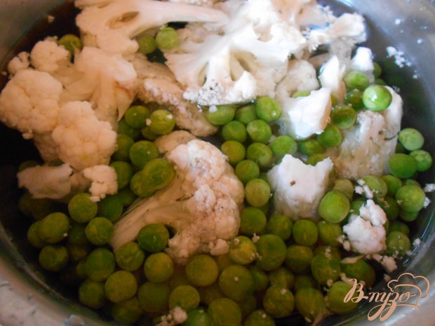 Рецепт Гарнир из цветной капусты с зеленым горошком и карри