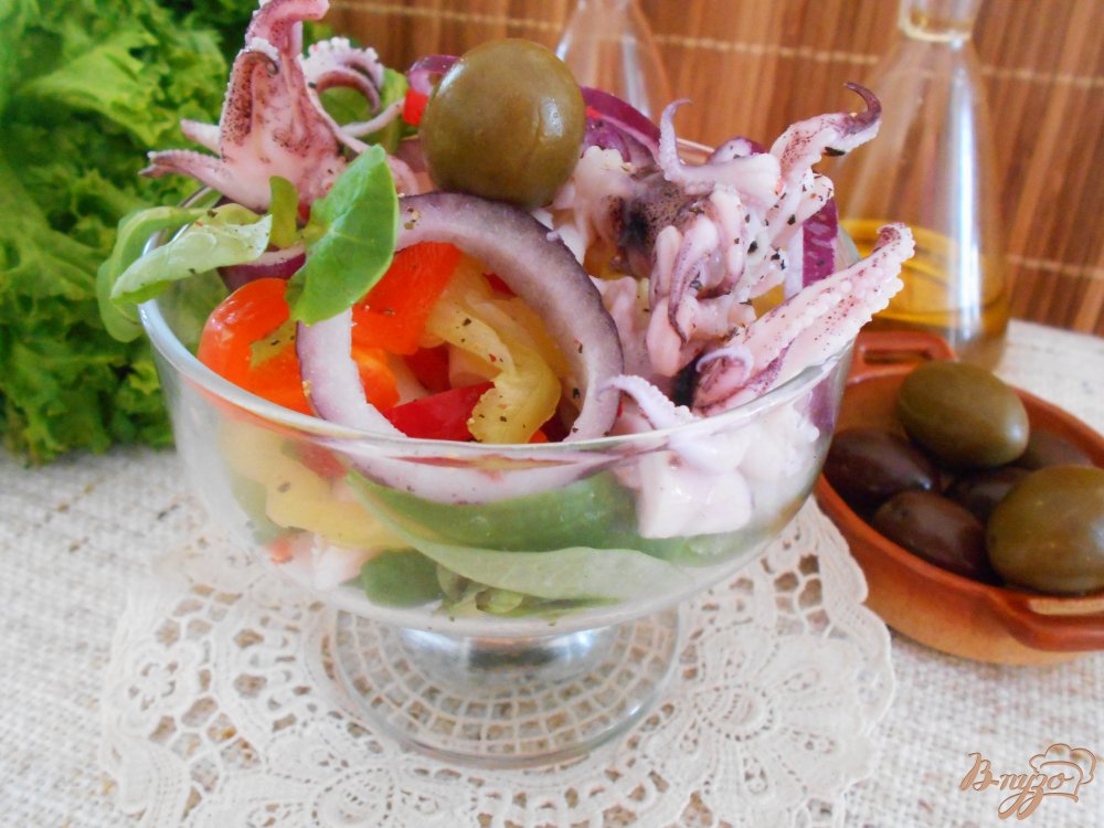 Постный салат с кальмарами Постный салат с кальмарами