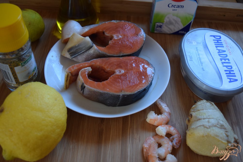 Рецепт Лосось на гриле со сливочно- имбирным соусом
