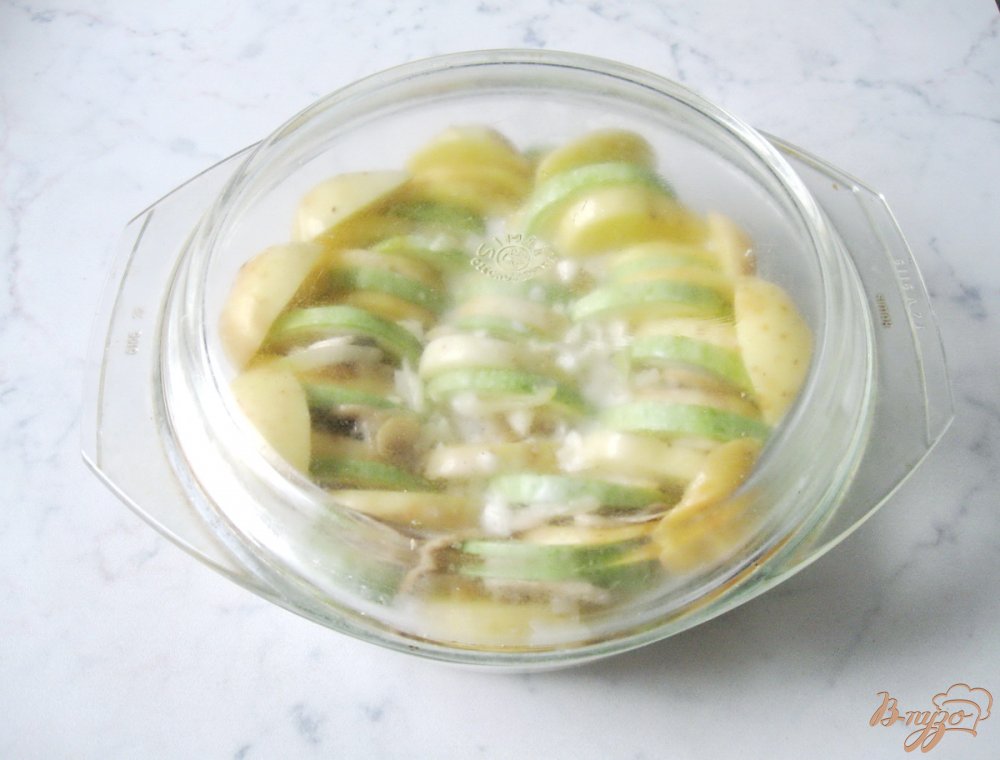 Картофель запечённый с кабачками и грибами. Картофель запечённый с кабачками и грибами.