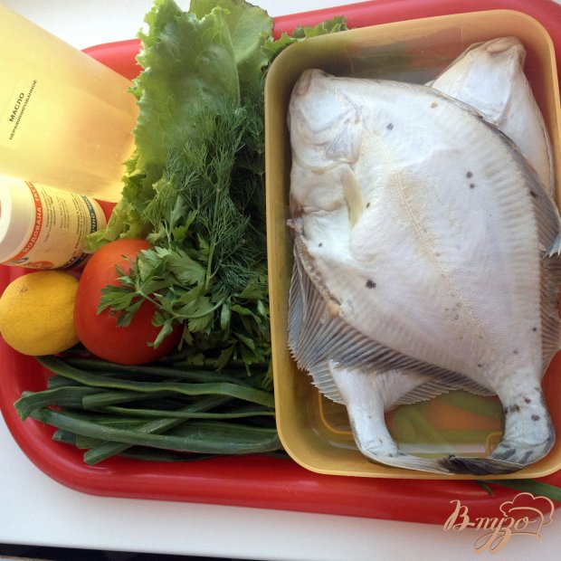 Рецепт Камбала, тушенная с зеленью и лимоном