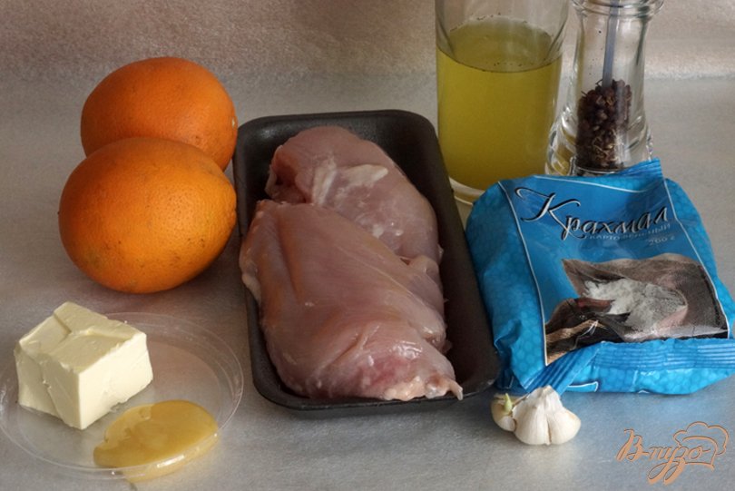 Рецепт Куриные грудки в апельсиновом соусе+салат из капусты