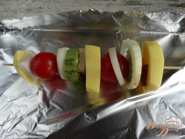 Овощные шашлычки с салом Овощные шашлычки с салом