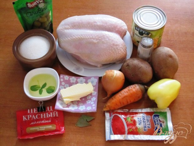 Рецепт Суп с оливками и курицей