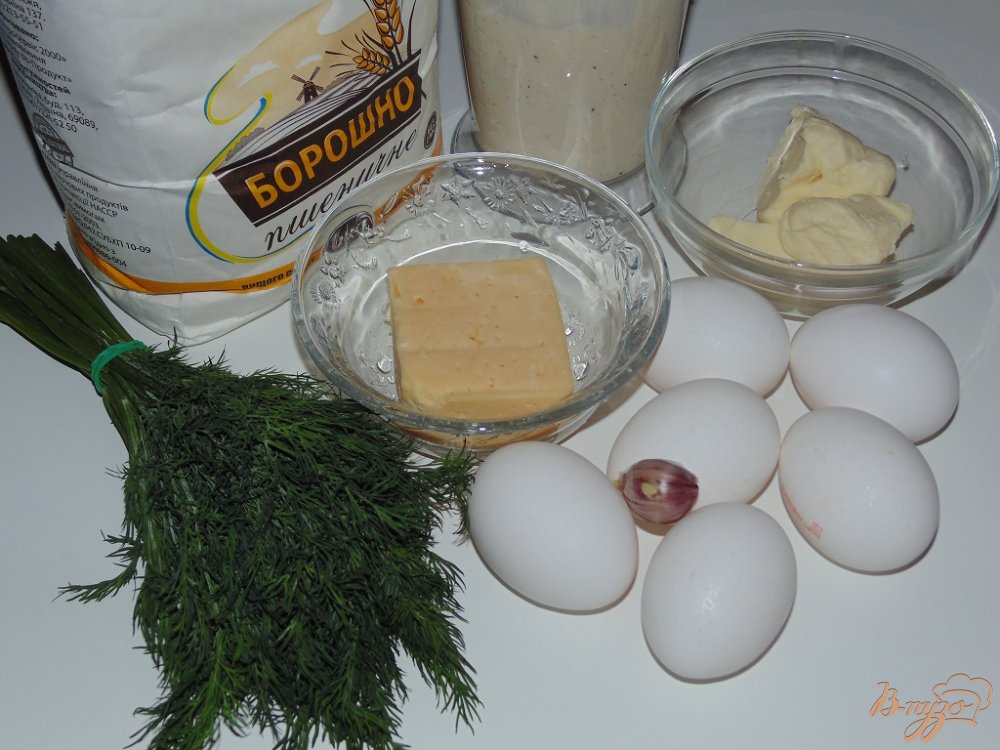 Рецепт Профитроли с яичной начинкой и зеленью