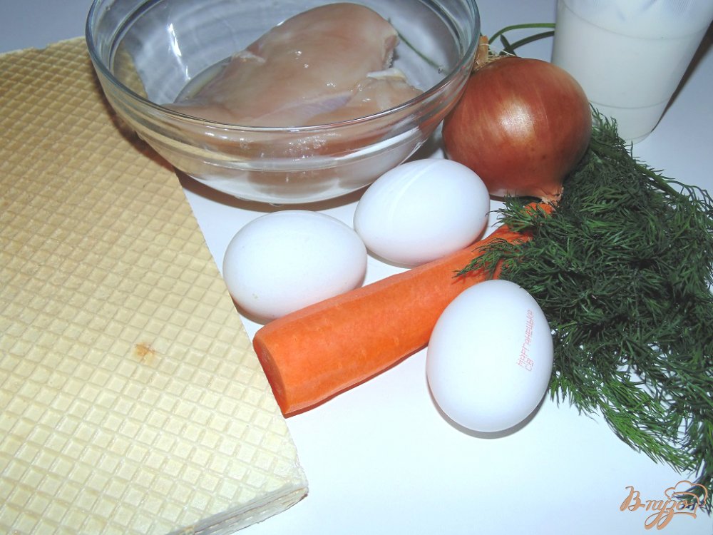 Куриное мясо с овощами в вафле Куриное мясо с овощами в вафле