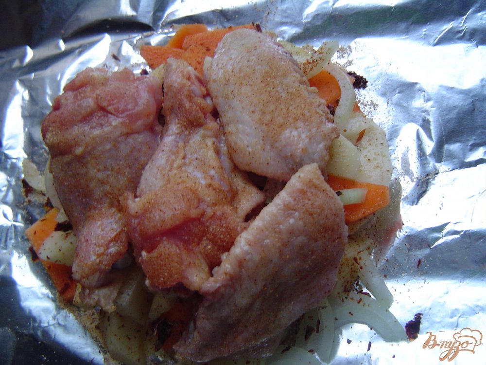 Куриные крылышки, запеченные с картофелем и тыквой Куриные крылышки, запеченные с картофелем и тыквой