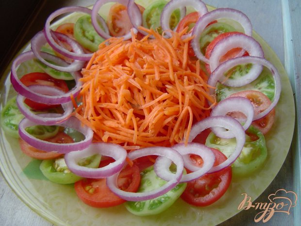Салат с тунцом, морковью,зелеными и красными помидорами Салат с тунцом, морковью,зелеными и красными помидорами