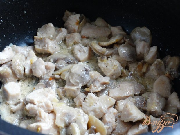 Ржаные макароны с курицей и шампиньонами Ржаные макароны с курицей и шампиньонами