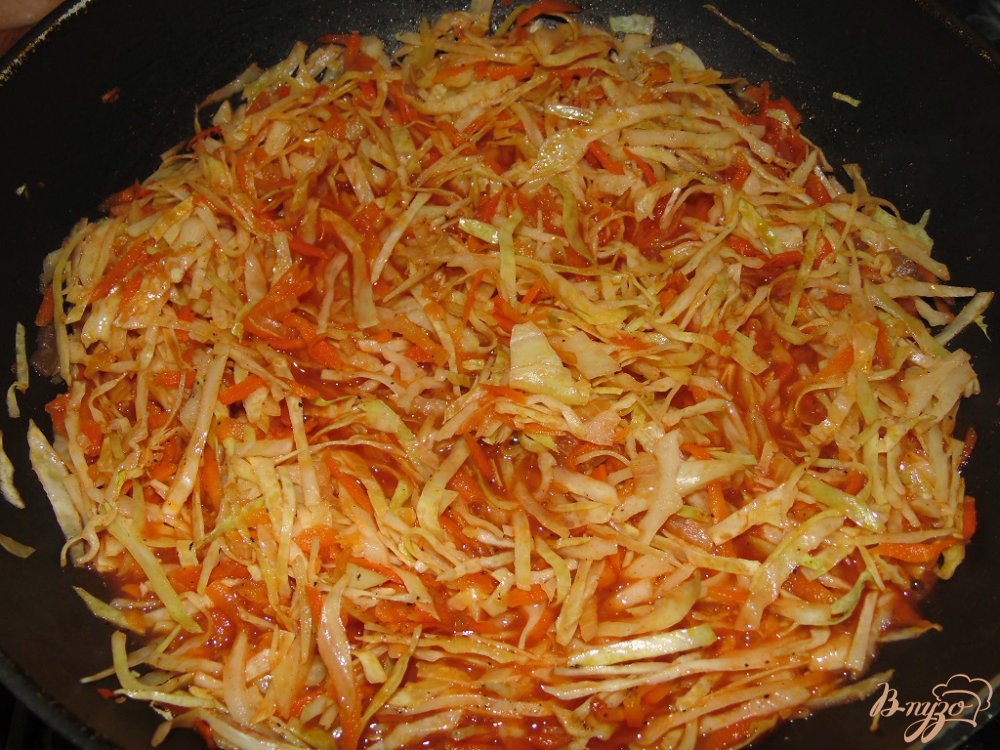 Тушенная капуста с вешенками Тушенная капуста с вешенками