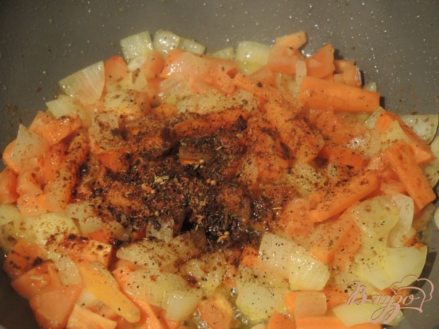 Греча с овощами и сосисками Греча с овощами и сосисками