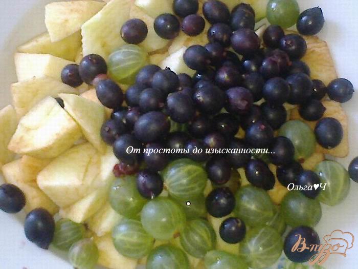 Шарлотка с яблоками, крыжовником и черной смородиной (в мульти) Шарлотка с яблоками, крыжовником и черной смородиной (в мульти)
