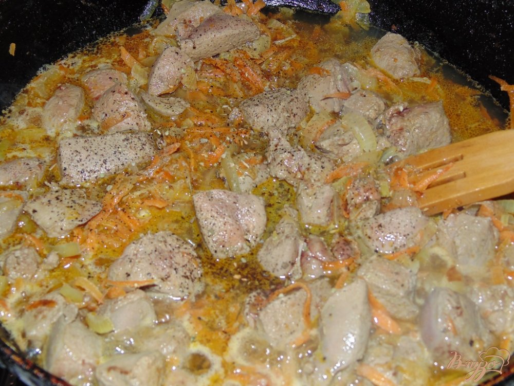 Паста орзо с говяжьей печенью и овощами Паста орзо с говяжьей печенью и овощами