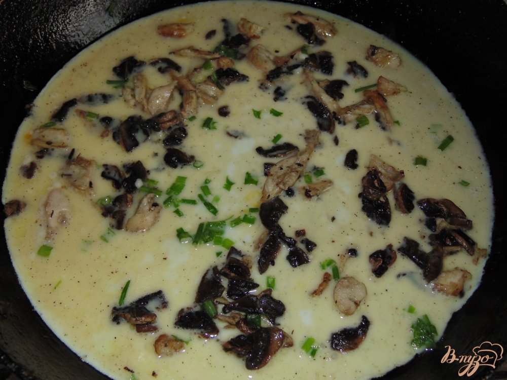 Омлет с шампиньонами и мясом курицы Омлет с шампиньонами и мясом курицы