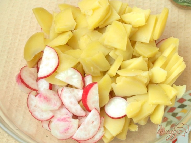 Салат из картофеля и редиса с медово-горчичной заправкой Салат из картофеля и редиса с медово-горчичной заправкой