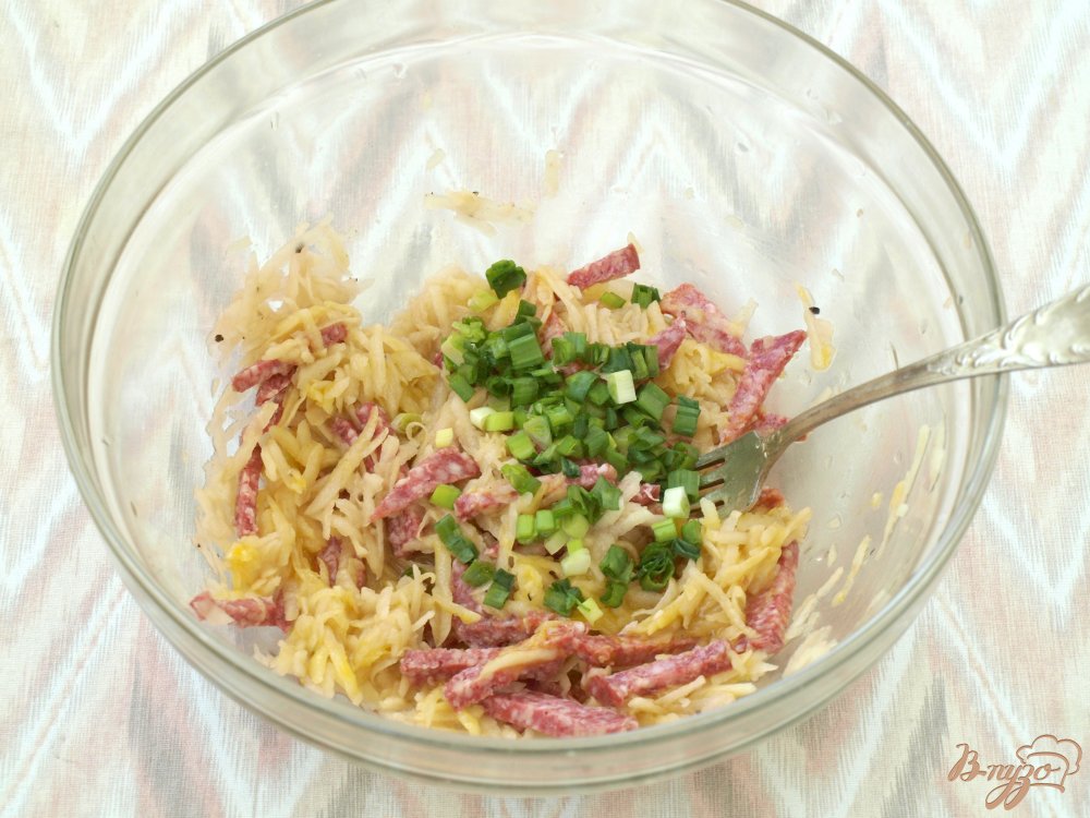 Гренки с колбасой и картофелем Гренки с колбасой и картофелем