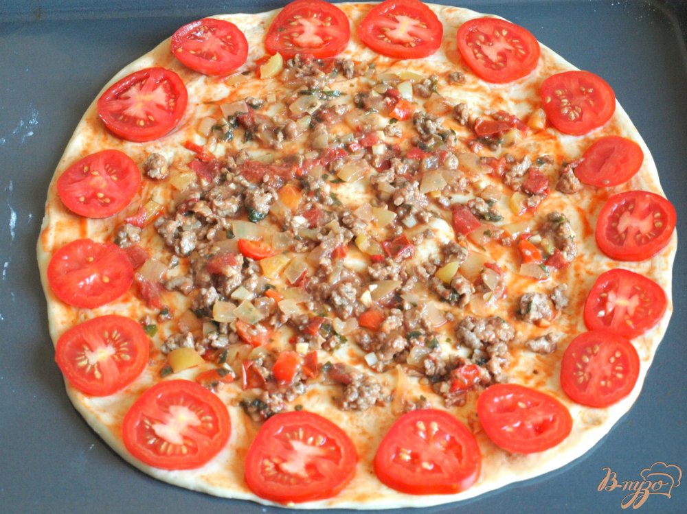 Пицца с мясным фаршем Пицца с мясным фаршем