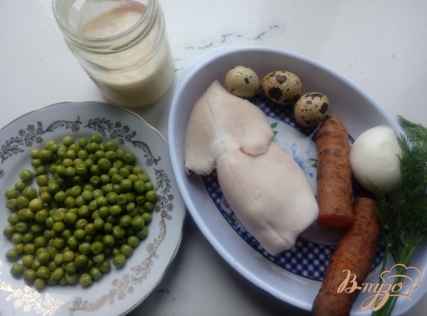 Салат из кальмара с овощами Салат из кальмара с овощами