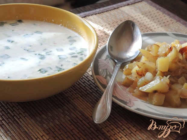 Окрошка с жареной картошкой Окрошка с жареной картошкой