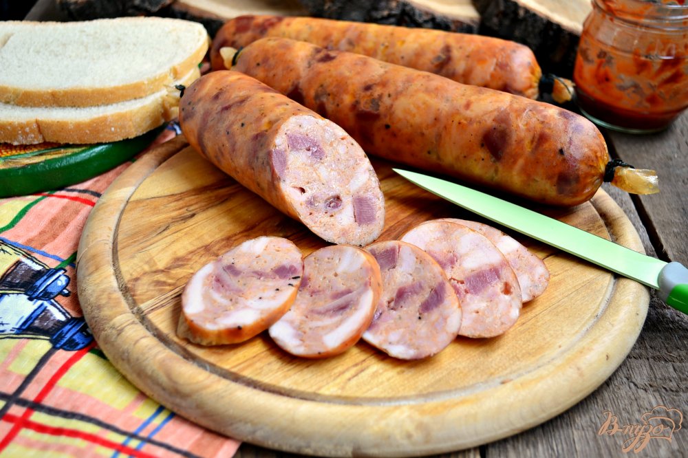 Домашняя колбаса из курицы с языком Домашняя колбаса из курицы с языком
