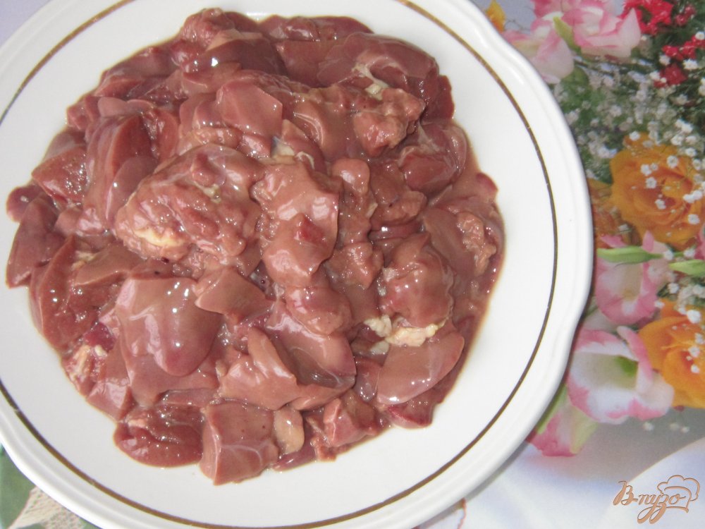 Куриная печень тушенная в сливках Куриная печень тушенная в сливках