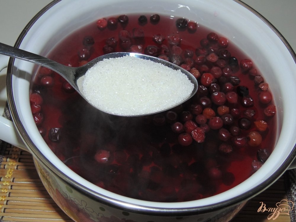 Компот из клюквы с калиной и черной смородиной Компот из клюквы с калиной и черной смородиной