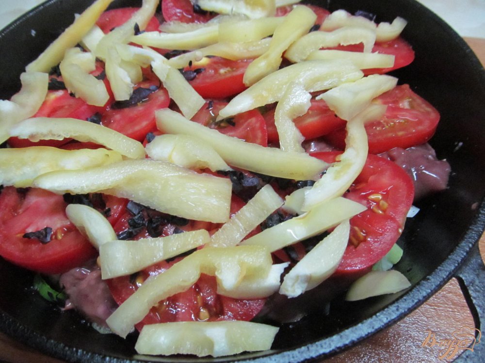 Куриная печень с овощами Куриная печень с овощами