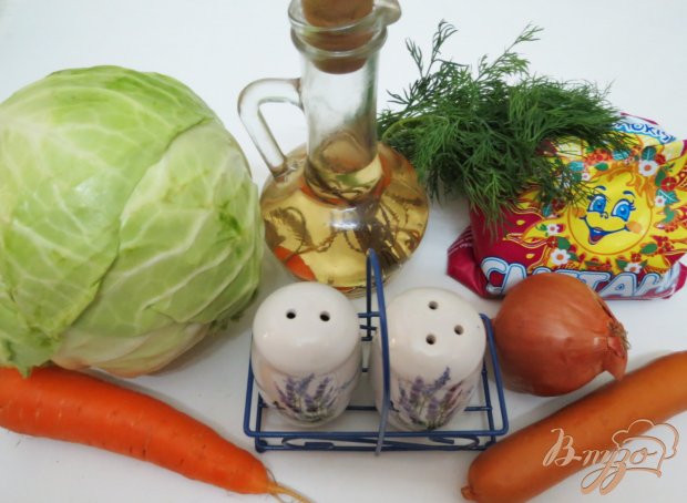 Капуста тущёная с сосисками Капуста тущёная с сосисками