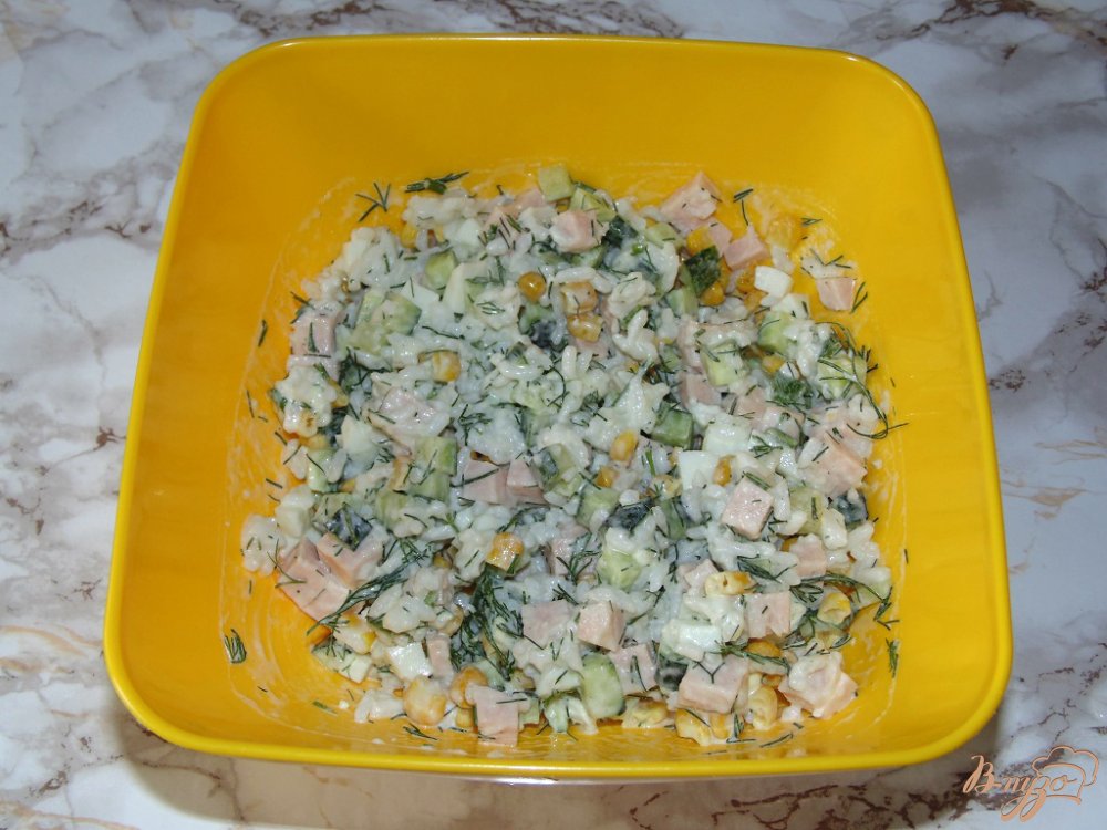Рисовый салат с куриной ветчиной Рисовый салат с куриной ветчиной