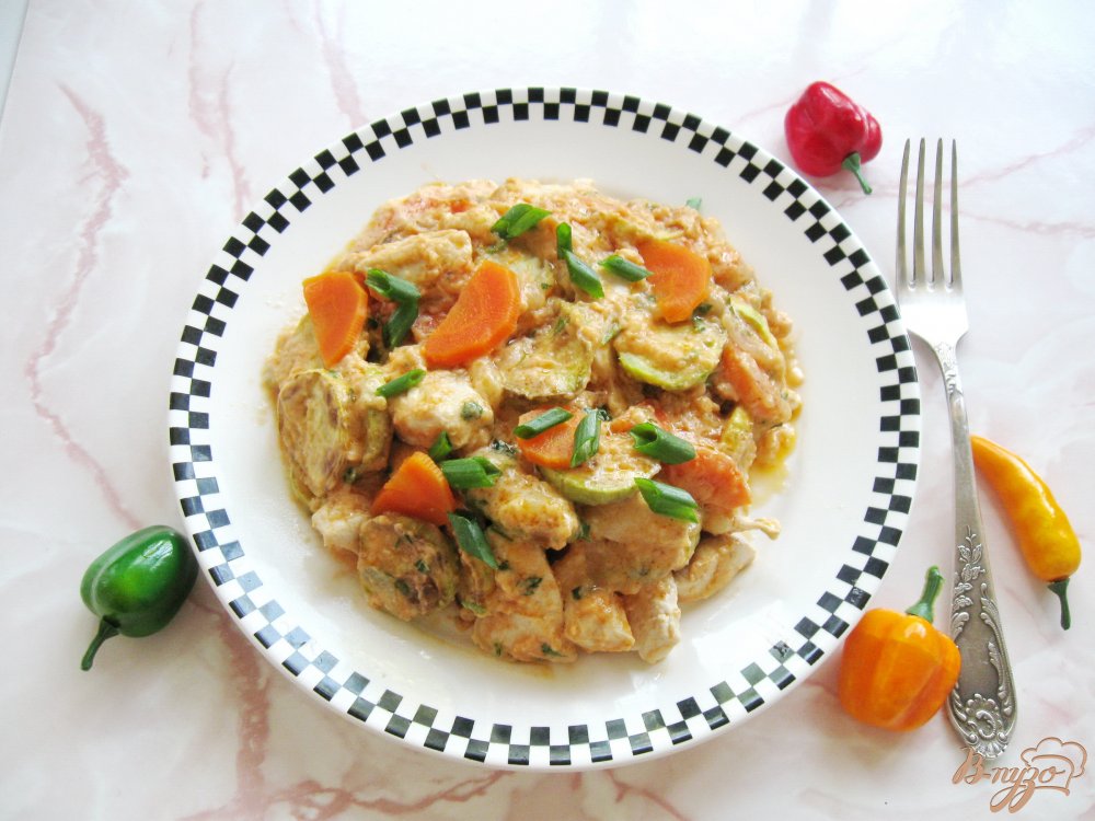 Куриная грудка с кабачками Куриная грудка с кабачками