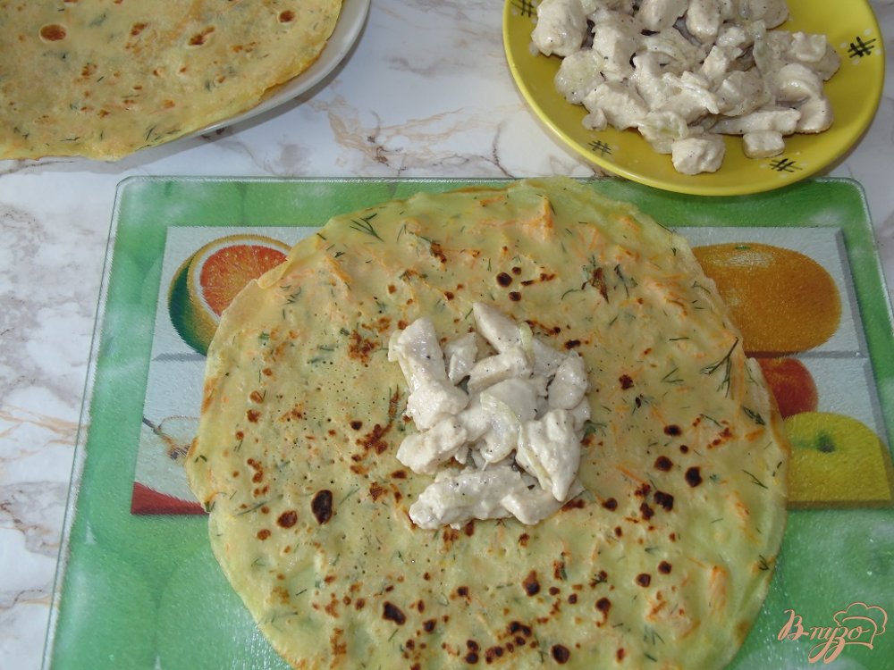 Морковные блины с мясом птицы Морковные блины с мясом птицы