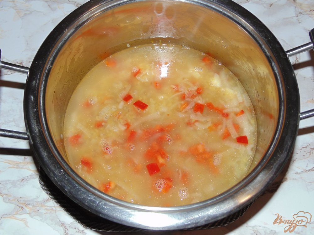 Булгур с луком и сладким перцем Булгур с луком и сладким перцем