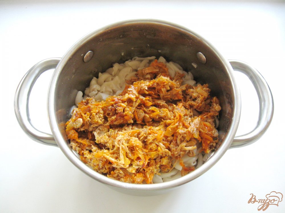 Макароны по - флотски с отварным, куриным мясом, морковкой и томатом Макароны по - флотски с отварным, куриным мясом, морковкой и томатом