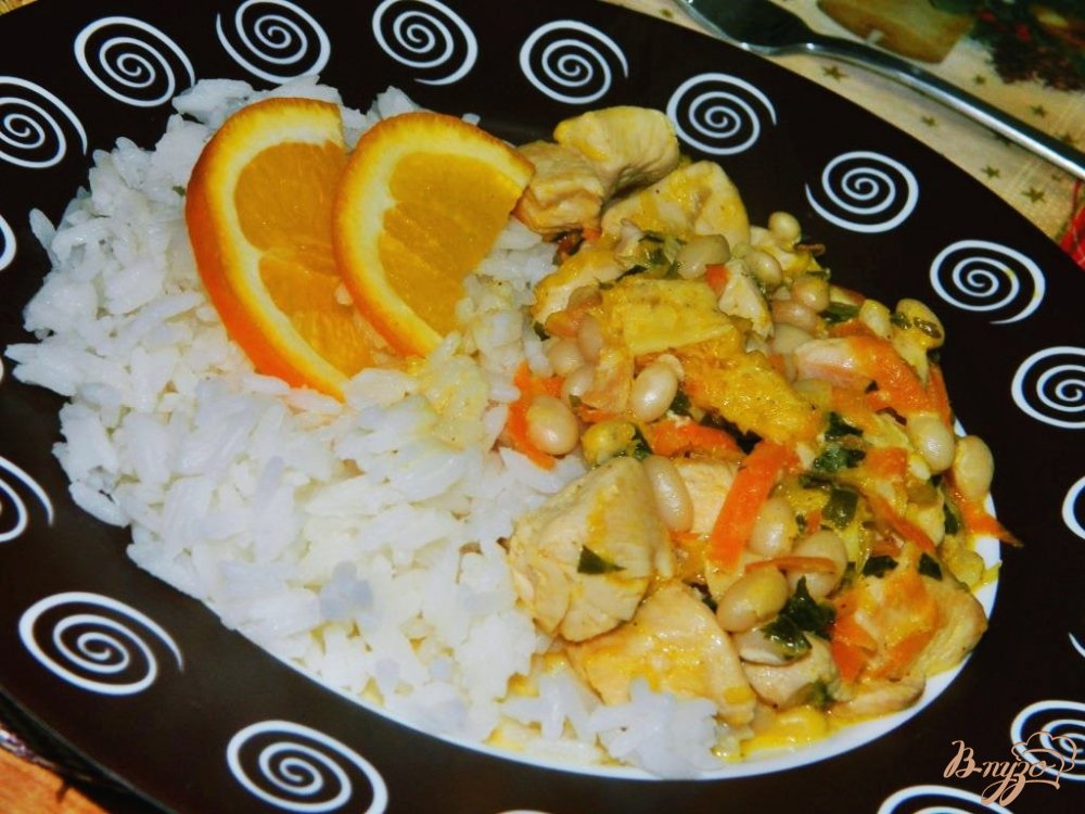 Курица с фасолью в апельсиновом соусе Курица с фасолью в апельсиновом соусе